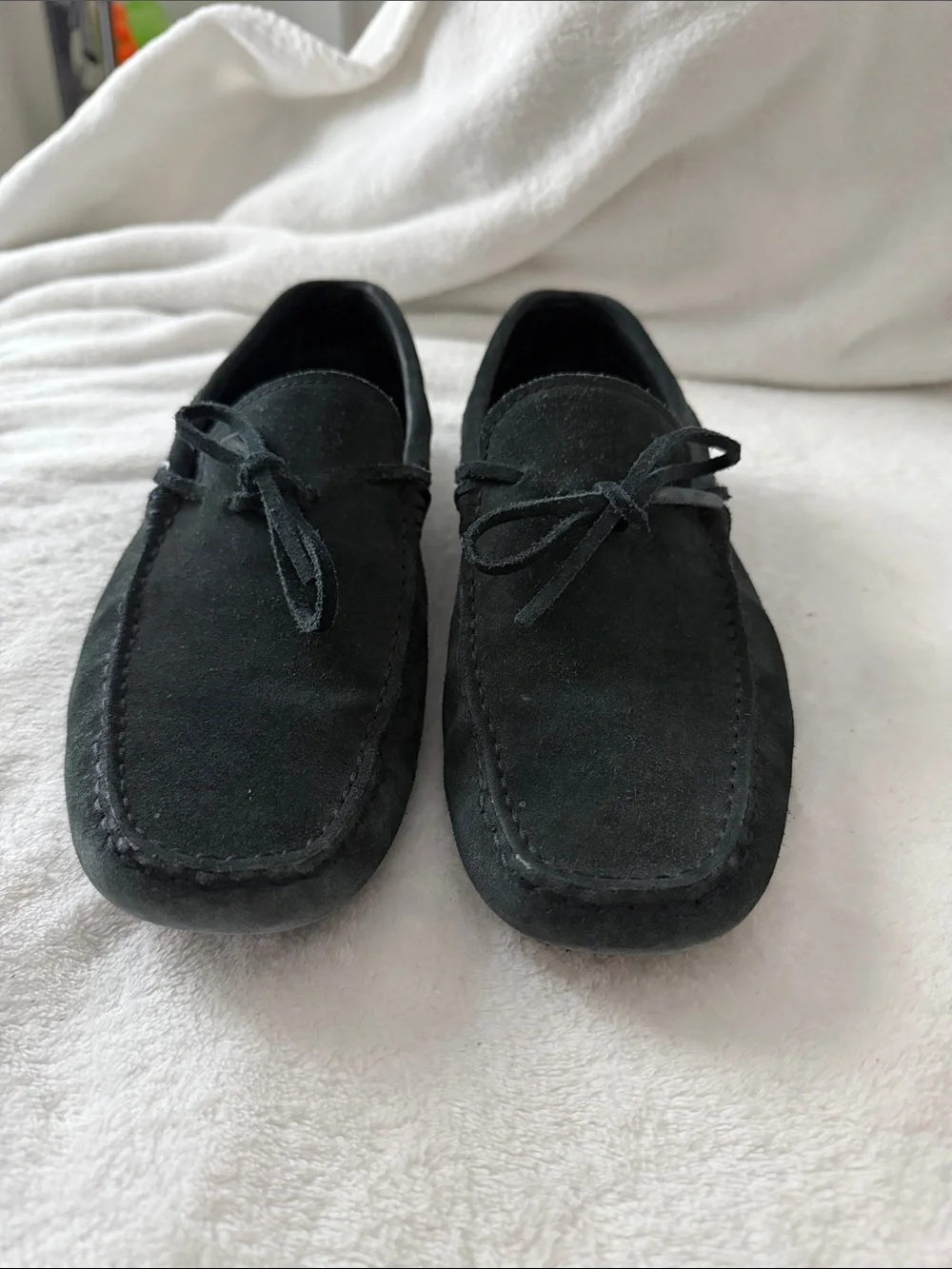 TOD'S Men's Navy Suede Loafer Comfort Bow Accent Rubber Sole Slip-On US 10